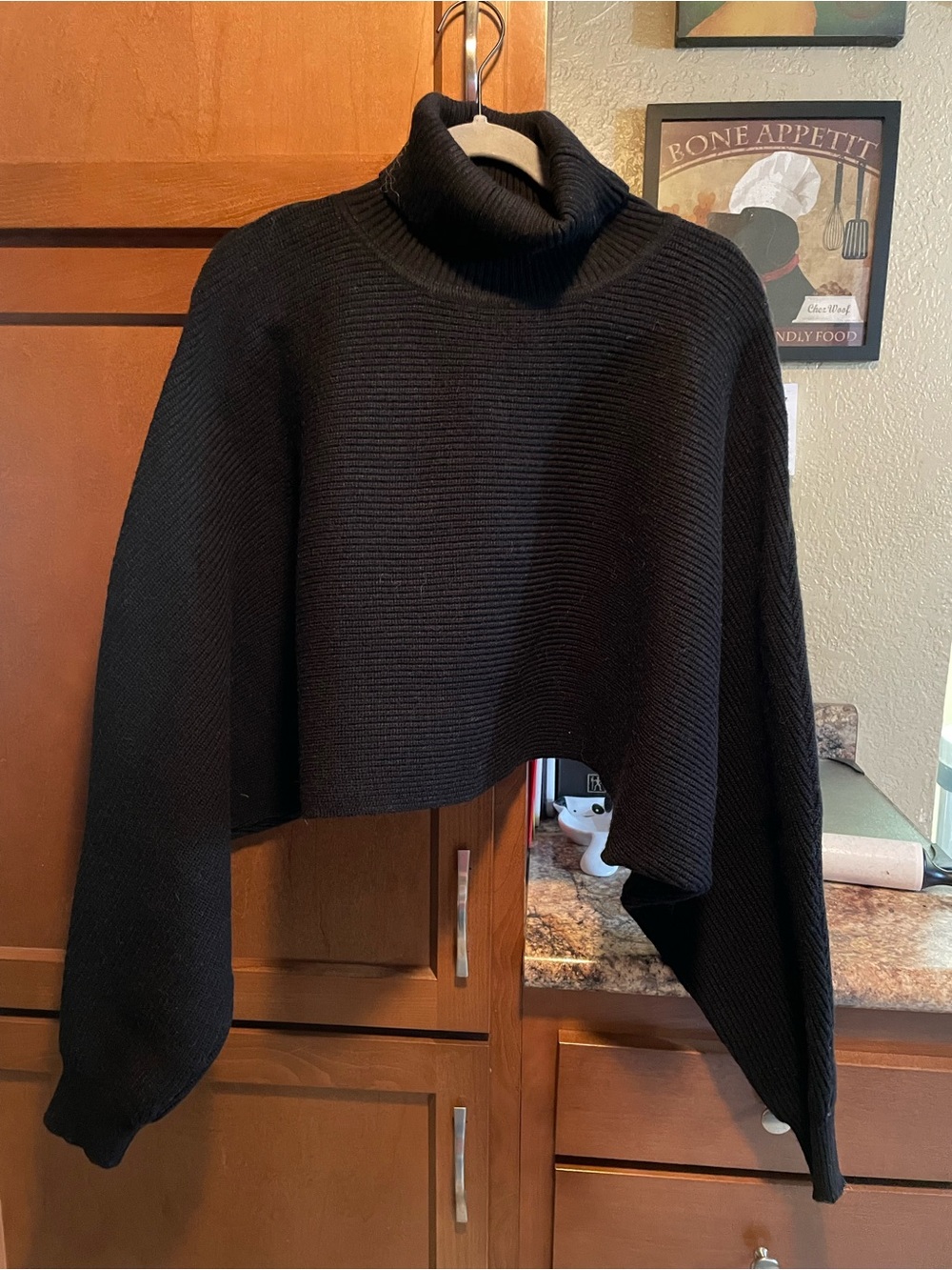 Double Zero Black Cropped Turtleneck Sweater